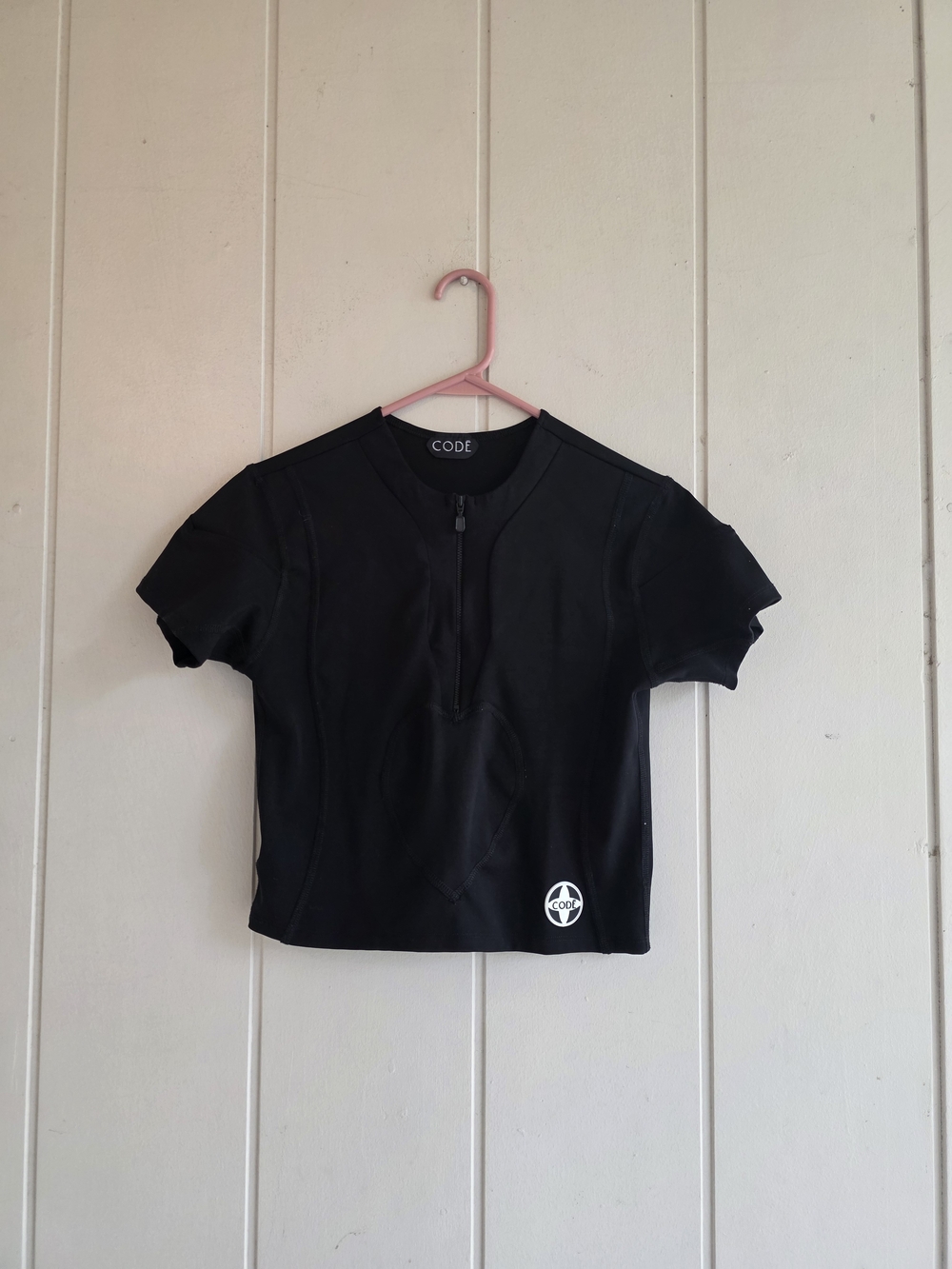Code Power 3 Heart Zip Top Crop Top Small